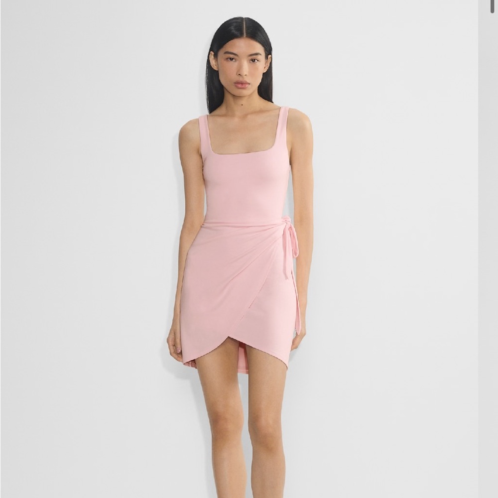 Aritzia Saturn Mini Wrap Dress in Villa Pink